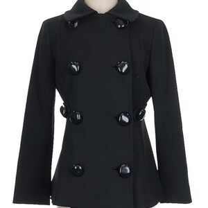 Carlisle size 6 98% black wool jacket with large black buttons.